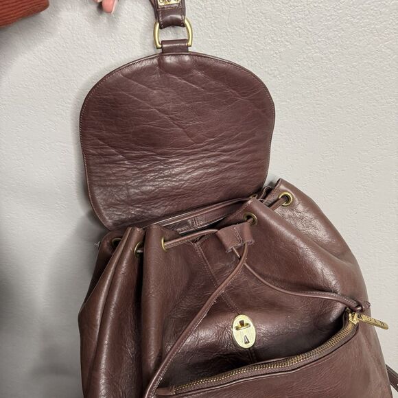 M LONDON, BACKPACK, DARK BROWN, PEBBLE GRAINED LEATHER